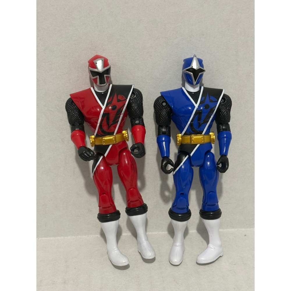 Bandai Power Rangers Ninja Steel Red and Blue Ranger Figures 12in Set 43700